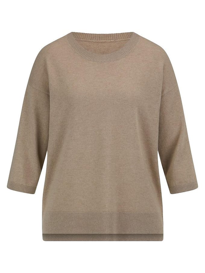 Ronde hals trui kasjmier Van Peter Hahn beige