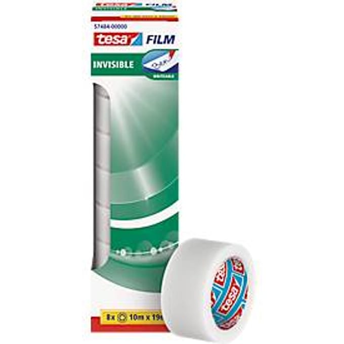 Tesa plakband transparant mat, 19 mm x 10 m, 8 stuks