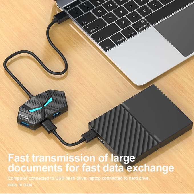 4-in-1 USB 3.0-hub 4-poorts/7-poorts multisplitteradapter USB-dockingstation Hoge snelheid voor laptop-pc