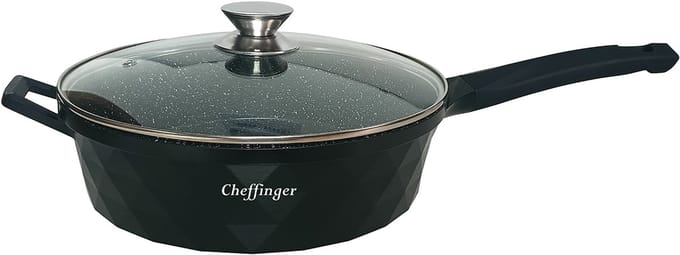 Cheffinger Hapjespan met Deksel - 28cm - Zwart - Inductie - Diamond