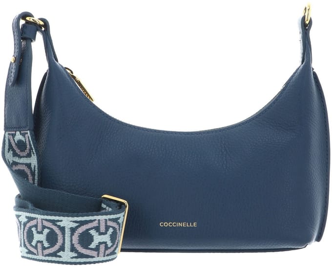 COCCINELLE Leren schoudertas accessoiretas Suri Mini Bag Grained leather Deep Blue blauw