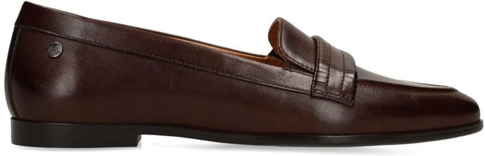 No Stress - Dames - Donkerbruine leren loafers - Maat 39