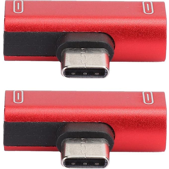 2PCS Convertisseur TypeC Splitter Double 2 en 1 vers Casque USB o Adaptateur Chargeur Rose(Rose ) rouge