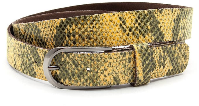 Dames riem geel python - 3 cm breed - Leer - Jeans riem - Casual - Maat 100