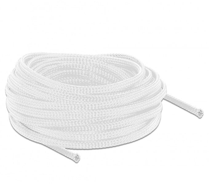 Gevlochten mouw rekbare 10 m x 6 mm wit