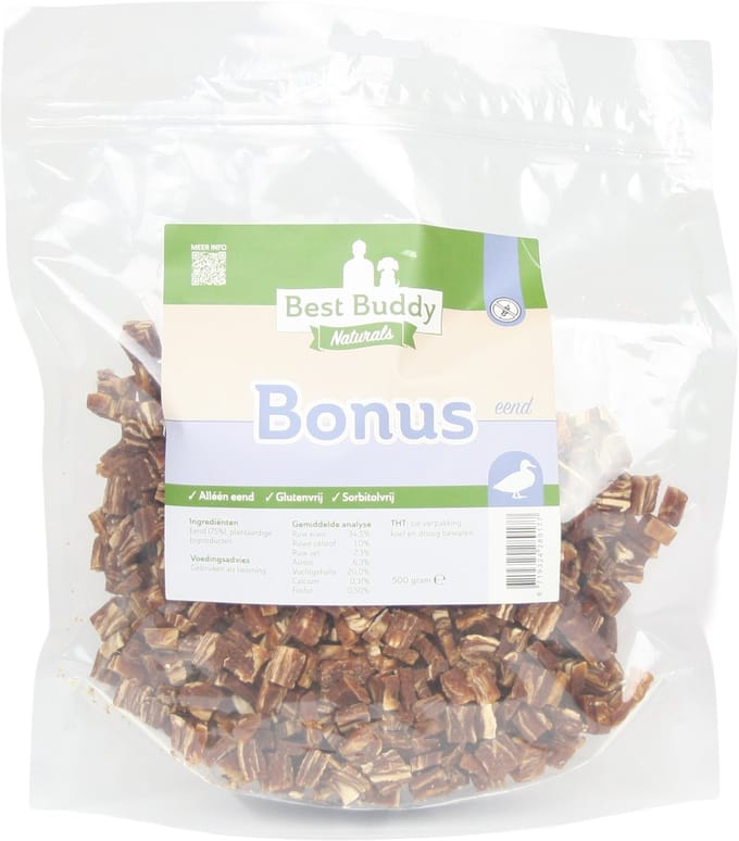 Bonus Eend 500 gram - Trainingssnack - Glutenvrij - Mono proteïne - Best Buddy Pets