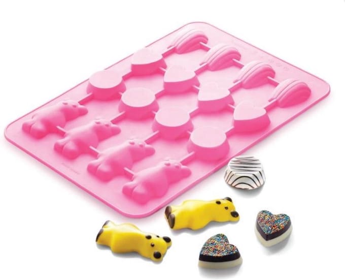 Silicone Zone bakken B&J bakvorm multi Karakter 16 stuks Roze