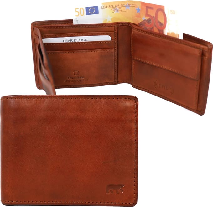 Bear Design Wesley Billfold portemonnee - Cognac