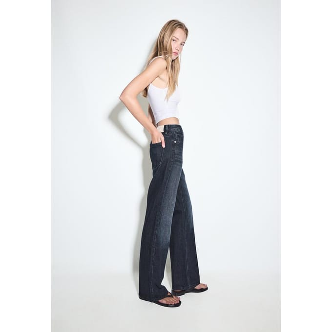 Stradivarius D92 jeans straight wide  PARELGRIJZE DENIM WASSING 34
