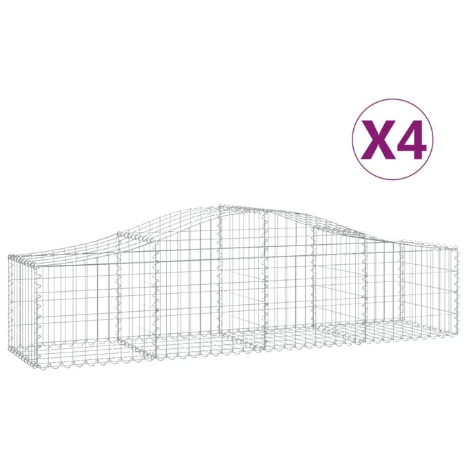 vidaXL - Schanskorven - 4 - st - gewelfd - 200x50x40/60 - cm - gegalvaniseerd - ijzer