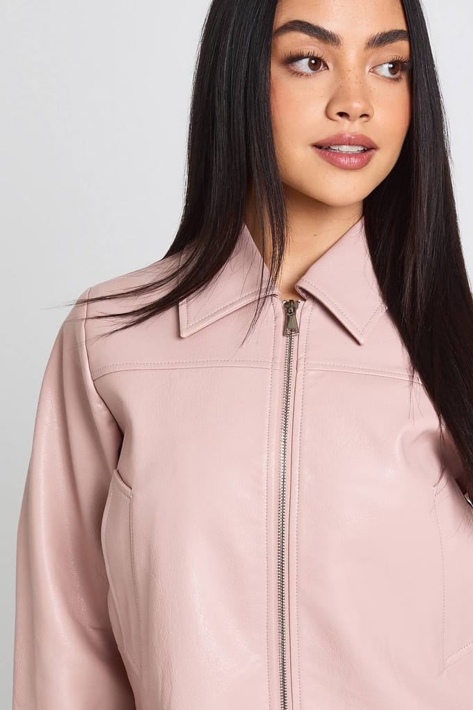 boohoo Dames Kunstleren Ritsjack | Pink | Maat: 8