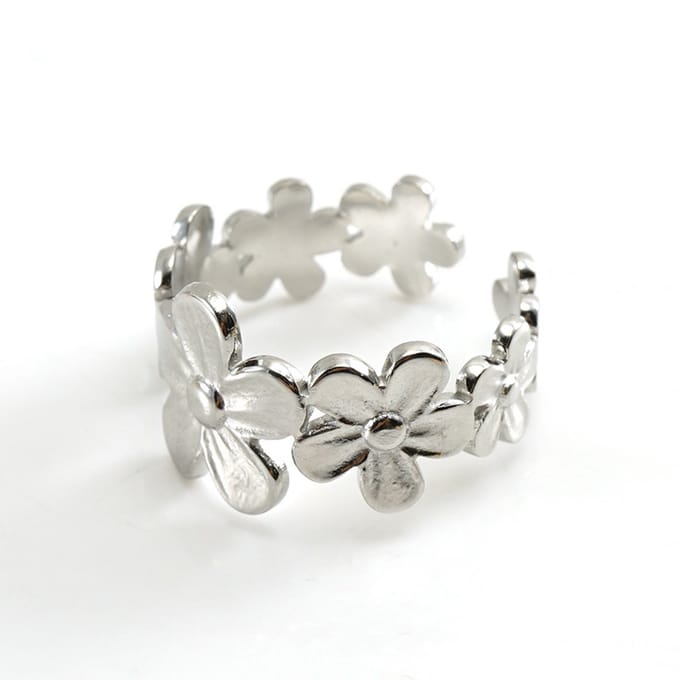 JewelGalerie- Ringen- Bloemenring - One Size - Zilver