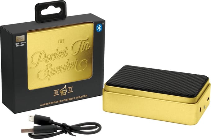 Luckies - Draagbare 'Pocket' speaker in tinnenblikje goud