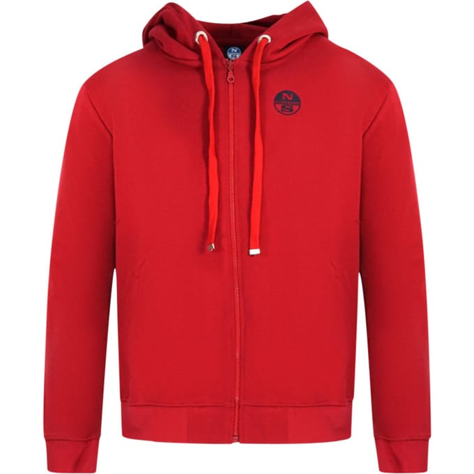 Rode hoodie met North Sails-logo en rits