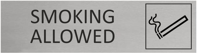 CombiCraft Aluminium deurbordje Smoking allowed 165x45mm met tape - per stuk