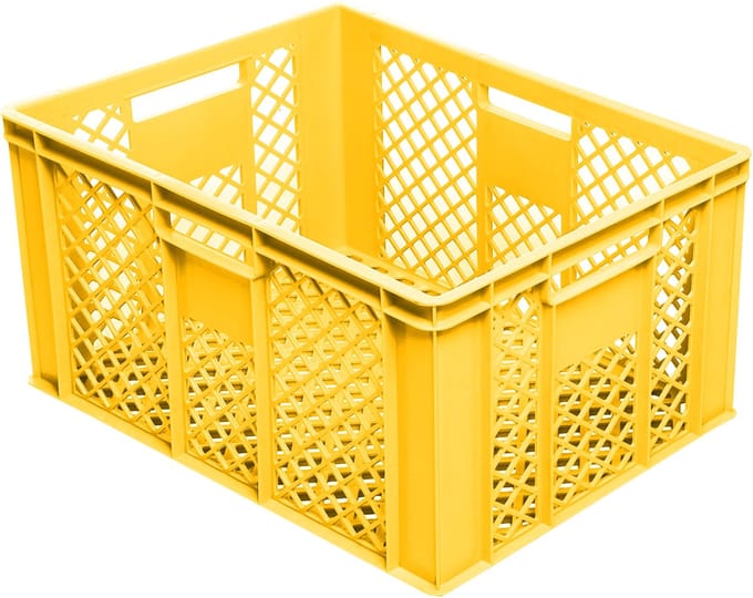 Alpac Stapelkrat - Opbergkrat - 600 x 400 x 320 mm - Geperforeerd - Geel