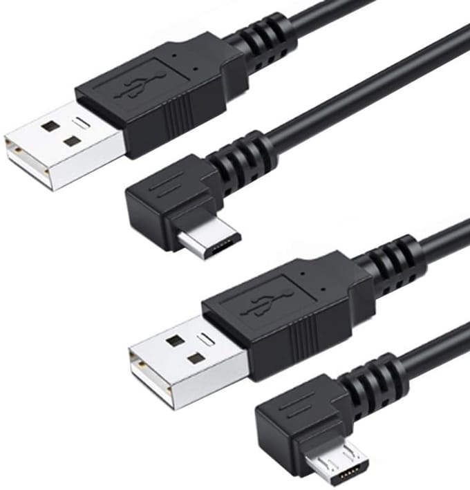 Allecto - Micro Usb Kabel 2-pack 90 Graden Hoek - 0.5m - Opladen en