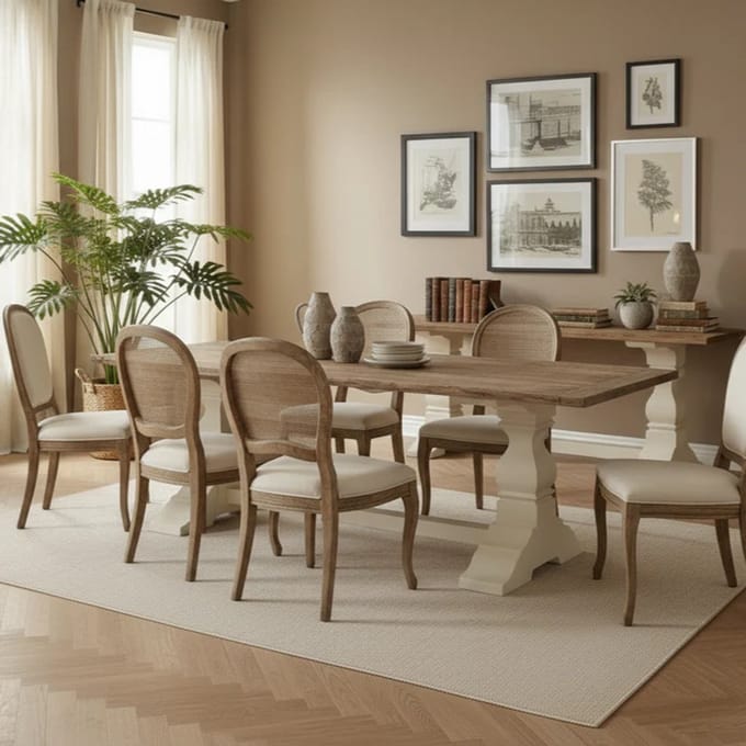 Eettafel Landelijk Hout Wit – - Wit - Novihome