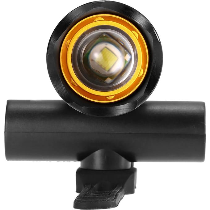 Zoombare LED Oplaadbare Fietskoplamp Fiets USB Lamp+Draaibare Bevestiging gray