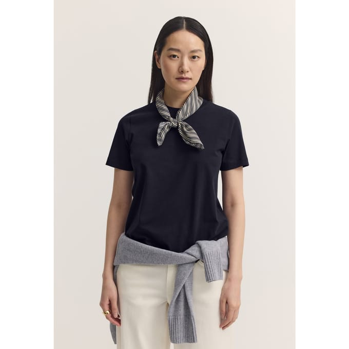 Bugatti Damen T-shirt van katoen-stretch met ronde hals