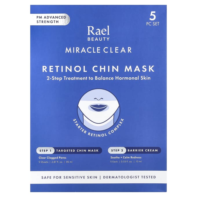 Rael, Miracle Clear, masque pro-beauté au rétinol, crème barrière, kit de 10 pièces blue