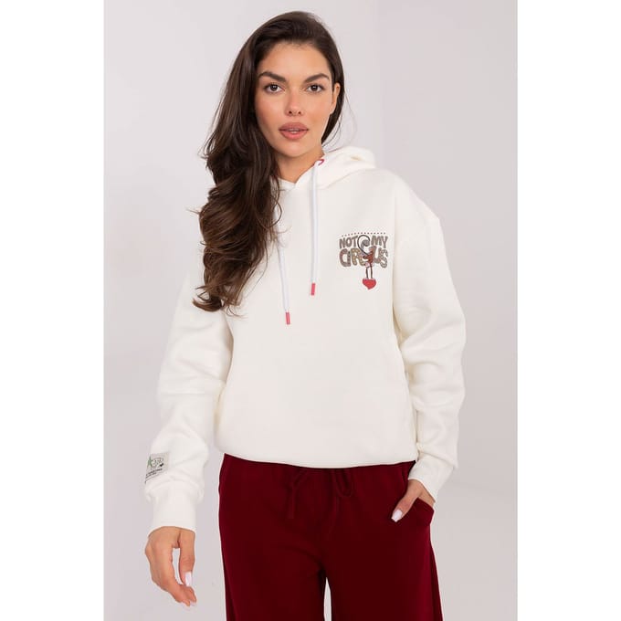 Graphic Print Hoodie - Weiß / M