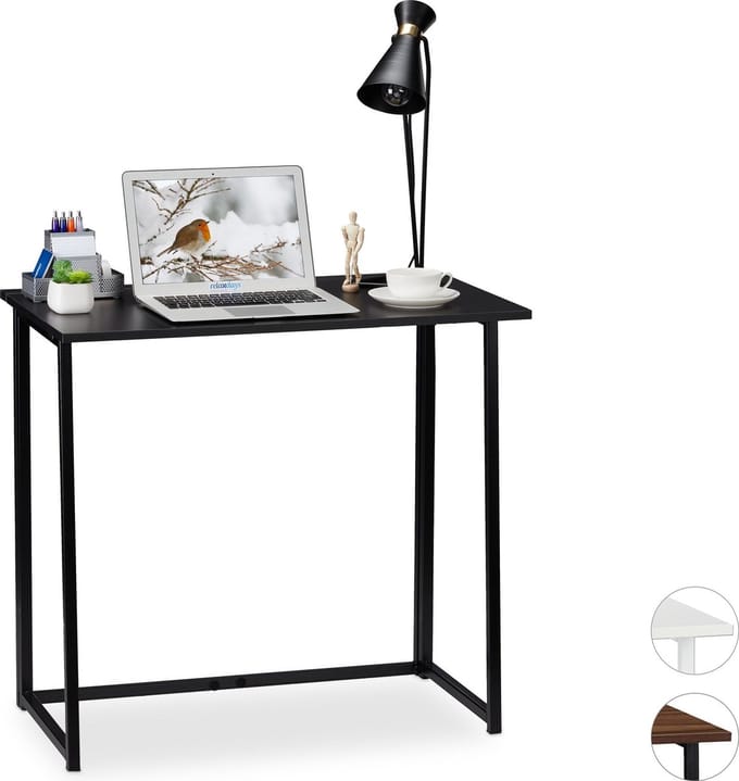 bureau inklapbaar - ruimtebesparend - 74,5 x 80 x 45 cm - metalen frame - zwart