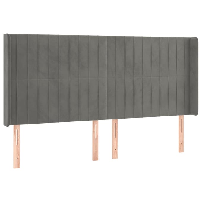 vidaXL - Hoofdbord - LED - 163x16x118/128 - cm - fluweel - lichtgrijs