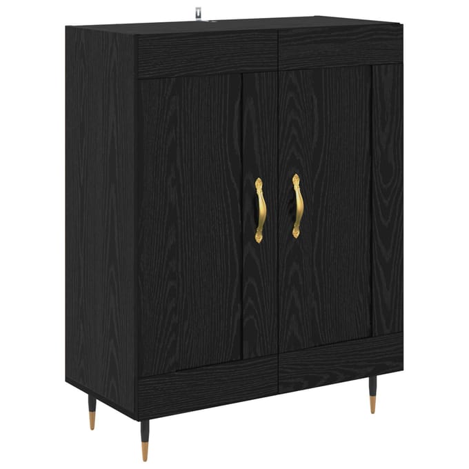 vidaXL - Dressoir - Zwart - Eiken - 69,5 - x - 34 - x - 90 - cm - Bewerkt - hout
