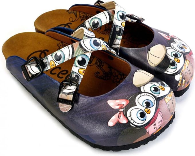 GOBY Clogs met Koude Pinguïns – Handgemaakt – Hoge Kwaliteit – Maat 35