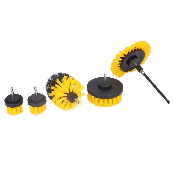 Nylon Boorborstel Set Meerdere Maten Power Scrubber Reinigingsborstels met Verlengstang black