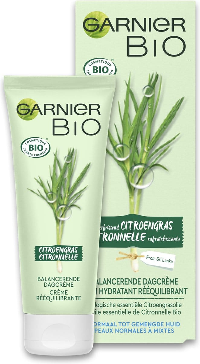 Garnier Bio Stabiliserende dagcrème met Verfrissend Citroengras - Normaal tot gemengde huid - 50 ml