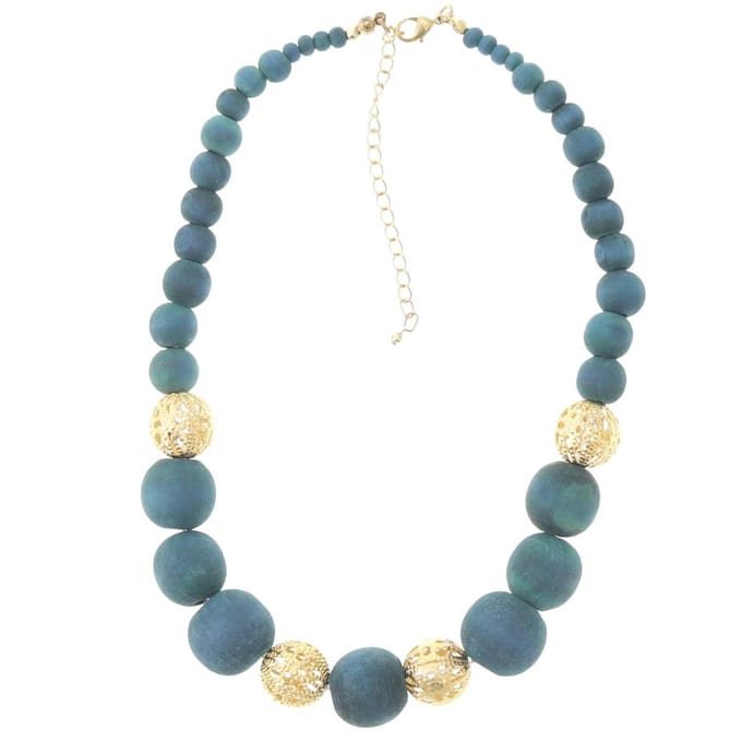 Behave - Kralen ketting - Groen Blauw - Bohemian - 41 cm
