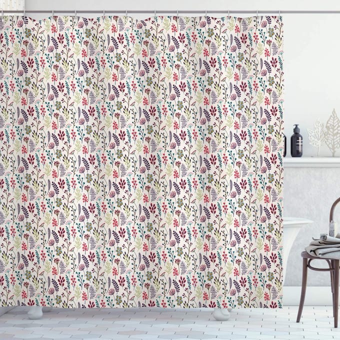 ABAKUHAUS Botanisch Douchegordijn – 175x180 cm – Meerkleurig