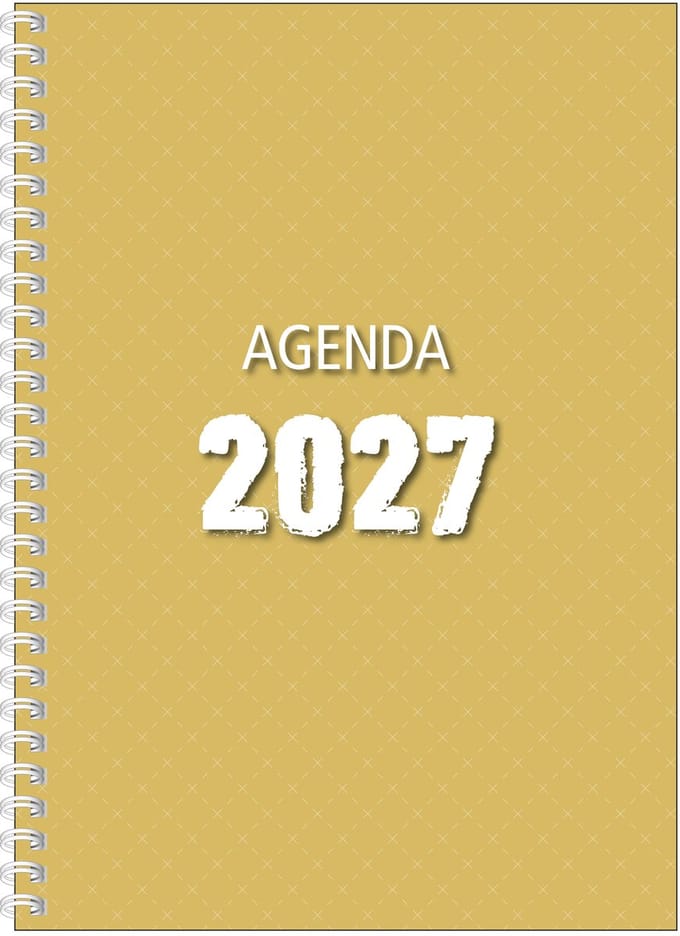 MGPcards - Agenda A4 2027 - Ringband - Spiraal - Flexibele kaft - Weekoverzicht - Oker - 21 x 29.5 cm