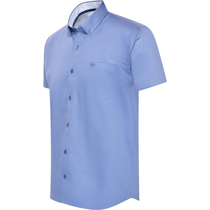 Cappuccino Italia - Heren Overhemden Toscana Stretch - Blauw - Maat M