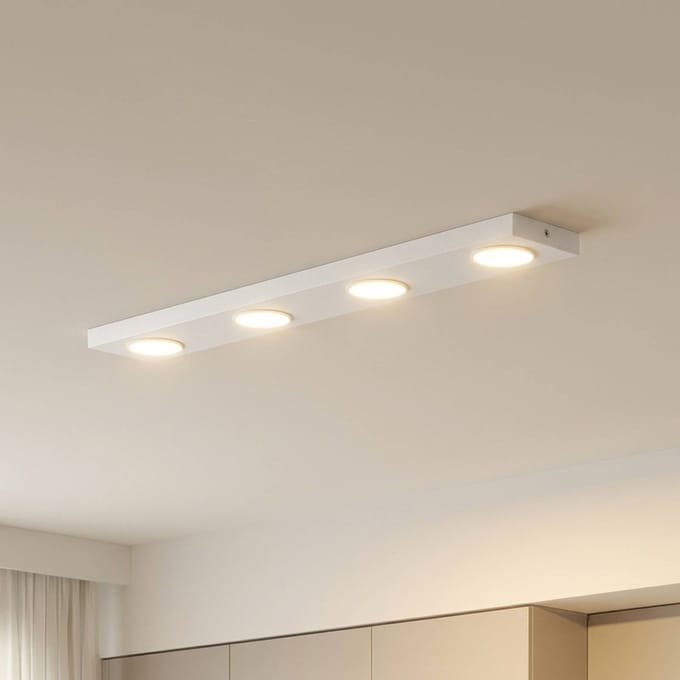 SIGMA Plafondlamp Hero, wit, 4-lamps, 75 x 12 cm, metaal, GX53