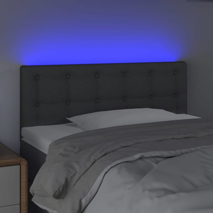 vidaXL - Hoofdbord - LED - 100x5x78/88 - cm - stof - donkergrijs