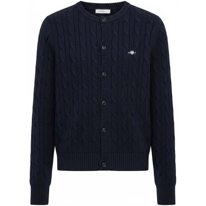 Gant Eights Gebreid Vest In Navy Elastisch Katoen