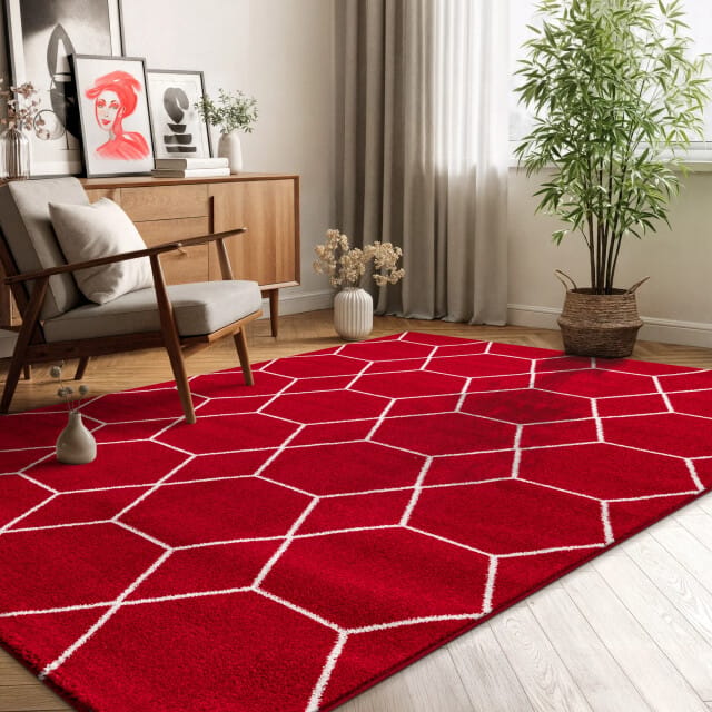 Muratap Trellis uni effen laagpolig vloerkleed modern 80x200 cm