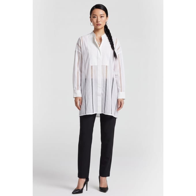 ARKET Haga Broderie Shirt White Größe: 36 | Longsleeves Outlet | Damen | Weiß