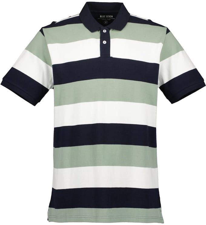 Blue Seven - Polo 321194 groen streep KM - maat M