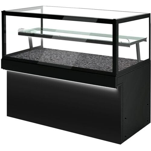 GGM Gastro Kuchentheke TORONTO - 1800mm - schwarze Front - mit 2 Ablagen
