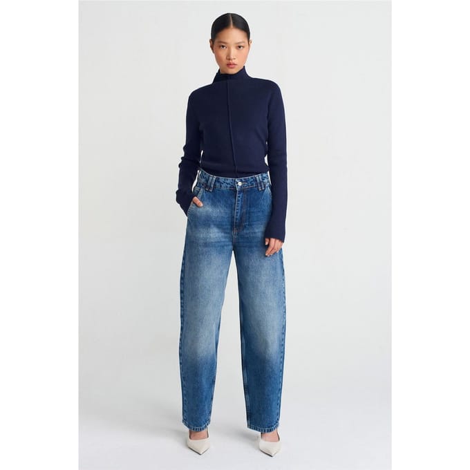 Hooggetailleerde Ballon Wijde Pijpen Jeans