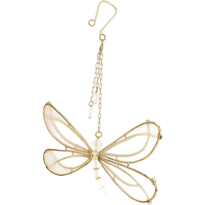Libel Kristal Zonnevanger Hangende Kristal Zonnevanger voor Tuin Bruiloft Auto Decor beige