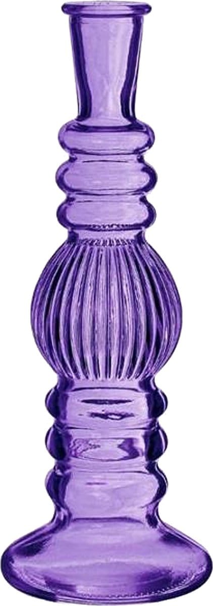 Ideas 4 Seasons Bloemenvaas Florence - paars glas - ribbel - D8,5 x H23 cm