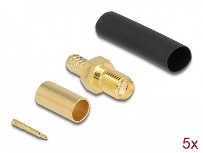 Delock RP-SMA jack for crimping LMR200 with matching shrink tube