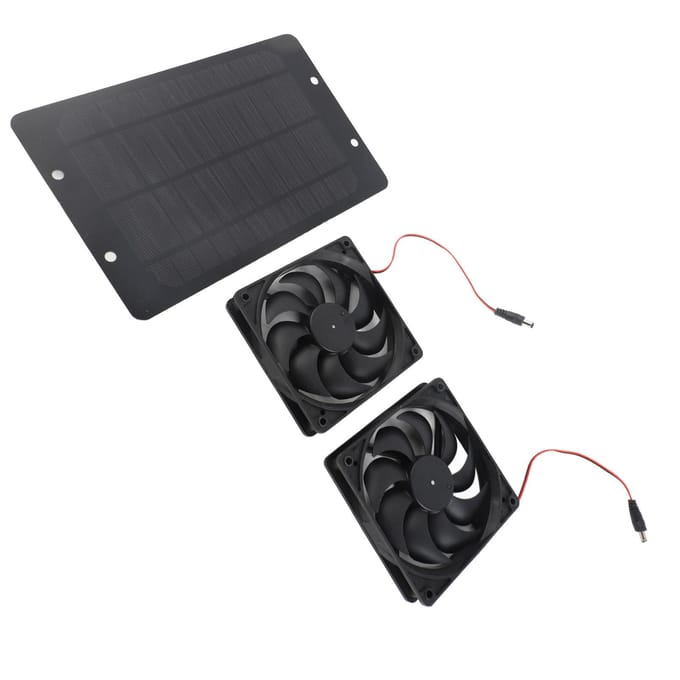 20W Zonne-energie Dubbele Ventilator 12V Efficiënt Energiebesparend Zonnepaneel Ventilator Kit met Schakelaar voor RV gray