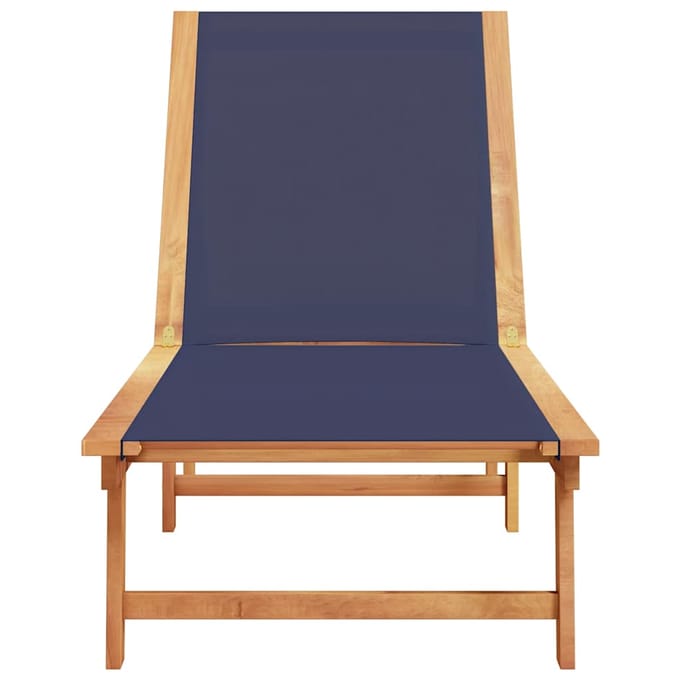 vidaXL - Ligbed - massief - acaciahout - en - textileen - blauw