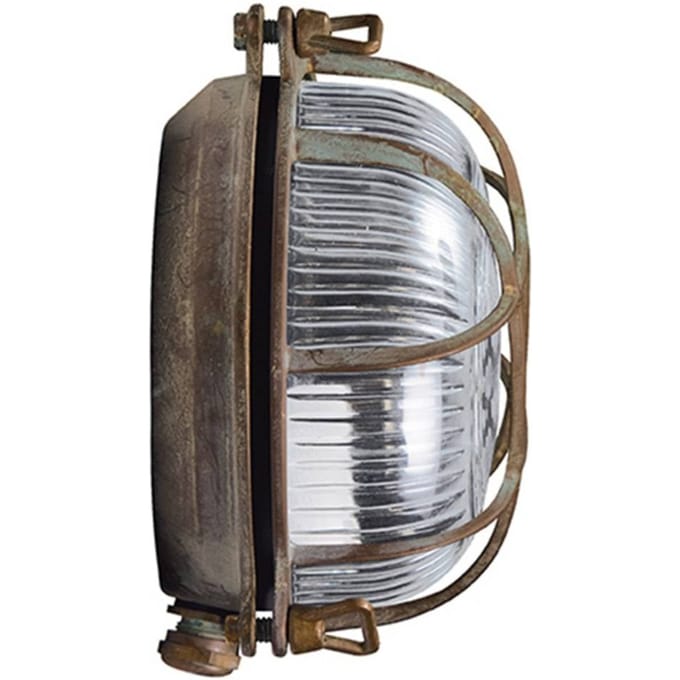 Moretti Luce Buitenwandlamp Tortuga messing antiek, glas helder